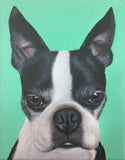 F&S Gift Store 10x10x1.5â€?Custom pet painting portrait on canvas from photo oil or acrylic original dog cat Boston terrier art lavender decor