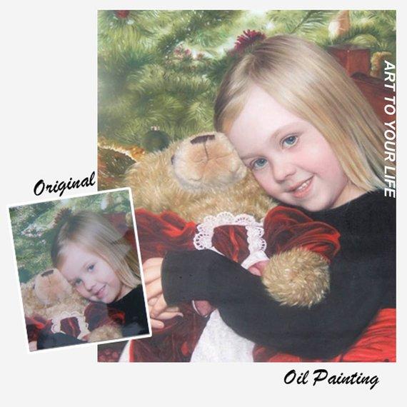 F&S Gift Store Custom Photo to Painting Hand painted Museum Quality Oil Portrait Children Portrait