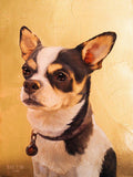 F&S Gift Store Custom OIL on GOLD Pet pointer portrait Luxurious High Quality Realistic painting from your photographs Wall Art gift for animal lover.