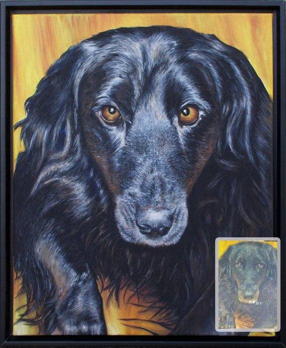 F&S Gift Store 16in x 20in â€?Custom Pet Portrait Painting from Photo, Dog Painting, Cat Painting, Memorial, Animal Lover Gift, Time-Lapse, Frame Included