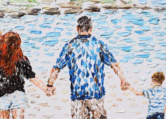 F&S Gift Store Custom Family Portrait 55" original handmade oil painting on canvas by Koby Feldmos