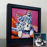 F&S Gift Store 12in x 12in â€?Custom POP ART, ABSTRACT Pet Portrait Painting from Photo, Pet Oil Painting, Cat Painting, Memorial, Time-Lapse Frame Included