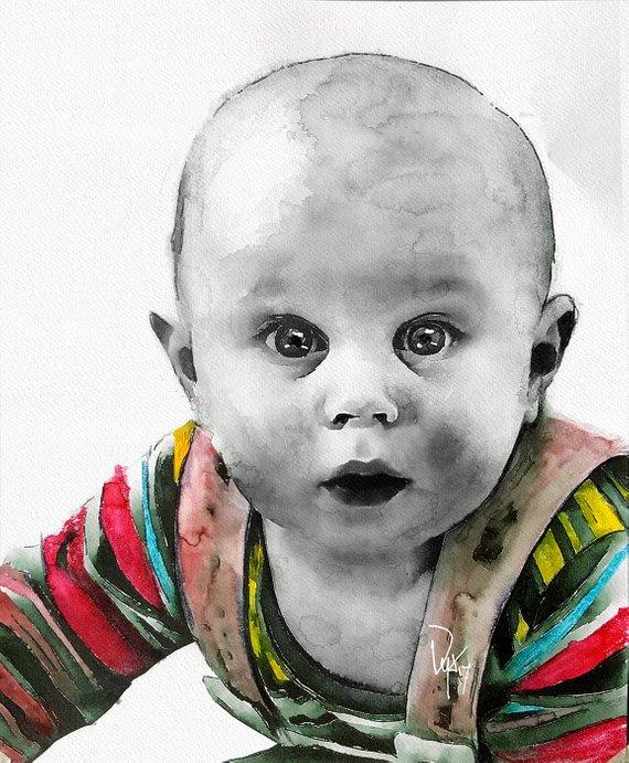 F&S Gift Store Child Portrait Custom Baby Portrait custom oil portrait portrait commission kid portrait house portrait realistic portrait pastel portrait