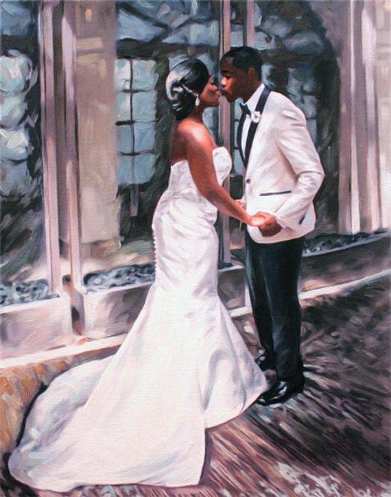 F&S Gift Store Anniversary Gift - Custom Portrait on Canvas from Your Photos - Hand Painted Oil on Canvas