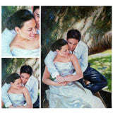 F&S Gift Store Customer portrait painting on canvas,wedding oil portrait painting from photo family picture,order hand painted oil paintings