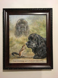 F&S Gift Store Custom Pet Portrait, Oil painting, Two Dogs and Chipmunk original art, memorial, wildlife and cocker spaniels with hand painted text