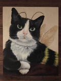 F&S Gift Store Hand painted - custom - oil -wood panel - 8x10 - pet portraits - funny - bee - cats - personalized