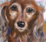 F&S Gift Store Dachshound, long haired hound, Custom Pet Portrait, Dog Painting, Oil Painting,Christmas gift idea, pet portrait, Dachshund, original, 8x10