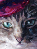 F&S Gift Store Feathered Felines, custom cat paintings, pet portrait oil paintings by puci 10x12"