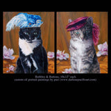 F&S Gift Store Feathered Felines, custom cat paintings, pet portrait oil paintings by puci 10x12"