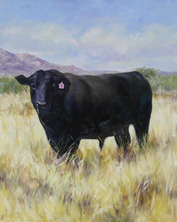 F&S Gift Store Custom Cow Portrait Oil Paintings on Canvas (from photo)