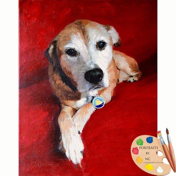 F&S Gift Store Pit Bull Pet Portrait - Pit Bull Mix Custom Dog Portrait - Pit Bull Painting from your Photo - Portraits by NC