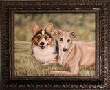 F&S Gift Store 18x24 Hand Painted Custom Pet Portrait, Pet Loss, Fine Art Painting, Photorealistic, Classic Oil Portrait of multiple dogs, dog lover, gift
