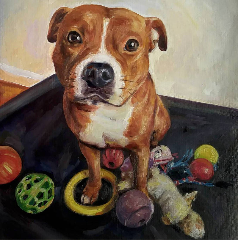 F&S Gift Store 8x8" or 8x10" Custom Pet Portrait Oil Painting From Photo on Canvas, Holiday Gift
