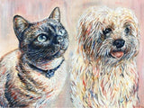 F&S Gift Store CUSTOM Siamese Seal Point Cat Maltese Dog Oil Painting Pet Portrait Artwork-RSPCA Manchester Salford Donation -Charity Artwork Animal Pet
