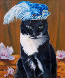 F&S Gift Store Feathered Felines, custom cat paintings, pet portrait oil paintings by puci 10x12"