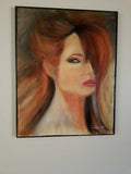 F&S Gift Store Portrait Oil Painting-Canvas Bedroom Wall Art-Original Woman Painting-Female Painting-Portrait from Photo