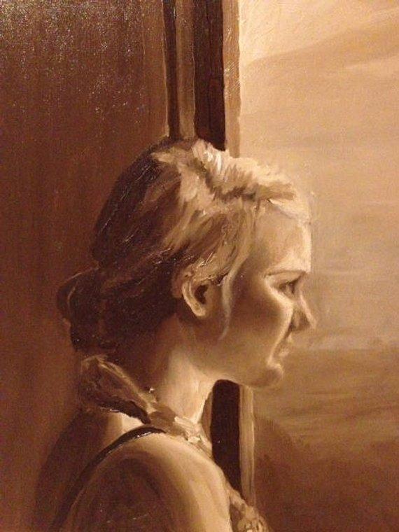 F&S Gift Store Custom Oil Paintings / Portrait / Monochromatic / Profile / canvas / professional portrait painting / custom background /