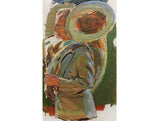 F&S Gift Store MUSICIAN's PORTRAIT, Vintage Original Oil painting by A.Solodovnikov 1970s Trumpeter's portrait, Male's figure, Soviet Ukrainian Russian art