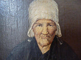 F&S Gift Store ON SALE 19th Small Granny - French Old Woman in a chapel - French Province - Antique French Oil Painting - 19th Century - Antique Art