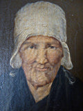 F&S Gift Store ON SALE 19th Small Granny - French Old Woman in a chapel - French Province - Antique French Oil Painting - 19th Century - Antique Art