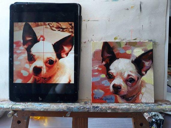 F&S Gift Store Сhihuahua dog art painting custom canvas from photo red Valentines day pet portrait custom oil Rememberence lover gifts for owners wall art