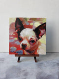 F&S Gift Store Сhihuahua dog art painting custom canvas from photo red Valentines day pet portrait custom oil Rememberence lover gifts for owners wall art