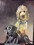 F&S Gift Store Double (two pets on one canvas) Portraits in Oils - Hand Painted From Your Photos - various sizes (not framed)