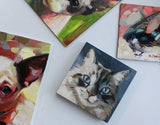 F&S Gift Store Blue eyes cat oil painting original art on wood custom cat pet portrait illustration to order Birthday lover gift lady Wall art
