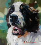 F&S Gift Store Saint Bernard dog painting original custom canvas from photo multicolor Dog pet portrait oil custom Birthday Gifts for owners wall art home