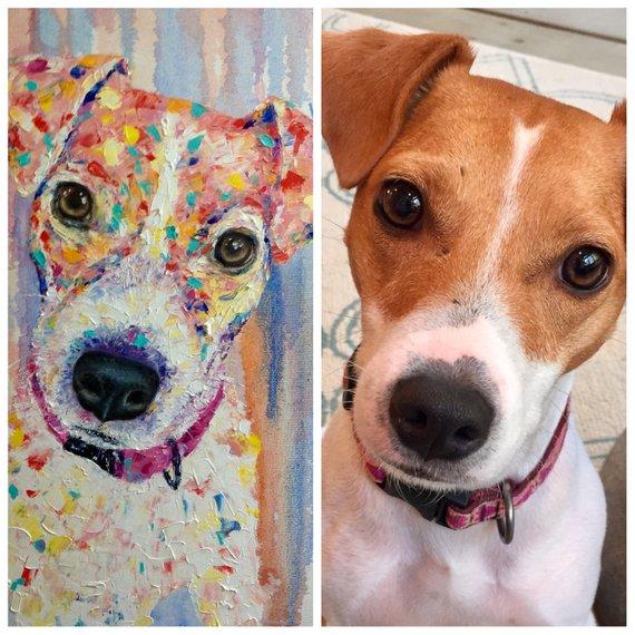 F&S Gift Store Dog oil painting custom Colorful dog on canvas Pet portrait from photo Personalized painting Dog impasto art From photo to painting Dog art