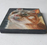 F&S Gift Store Custom pet portrait Wood cat art oil wall hanging red cat loss gift animal illustration personalized cat lover gift cat memorial painting