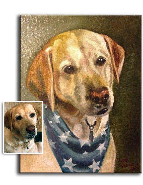 F&S Gift Store Single Pet Portrait (One subject) in Oils - Hand Painted From Your Photos - various sizes (not framed)