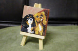 F&S Gift Store Custom TWO Pet Portrait Painting on Miniature Canvas - Art Magnet