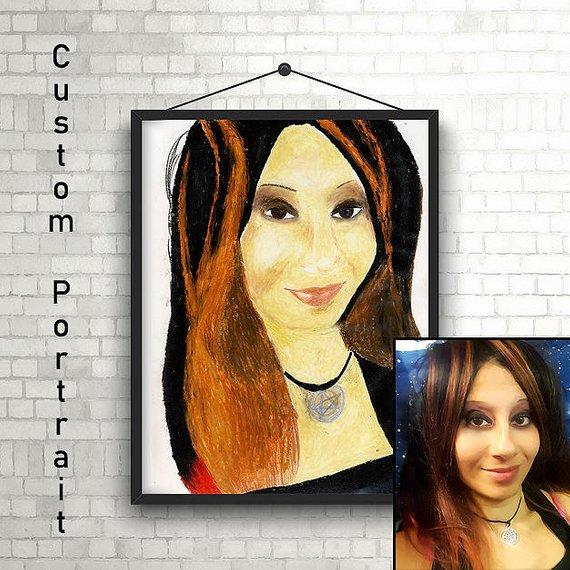 F&S Gift Store Custom woman portrait, women portrait, girl portrait, painted woman, oil painting, custom portrait, woman art, birthday gift customizable