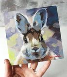 F&S Gift Store Funny rabbit oil painting original art on canvas custom pet portrait Rabbit illustration to order Easter lover gift Nursery wall art