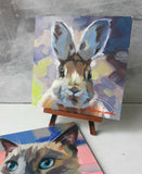 F&S Gift Store Funny rabbit oil painting original art on canvas custom pet portrait Rabbit illustration to order Easter lover gift Nursery wall art