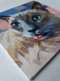 F&S Gift Store Cat siamese portrait oil painting canvas art original Custom pet cat portrait illustration to order Birthday lover gift lady Nursery art