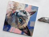 F&S Gift Store Cat siamese portrait oil painting canvas art original Custom pet cat portrait illustration to order Birthday lover gift lady Nursery art