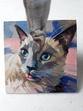 F&S Gift Store Cat siamese portrait oil painting canvas art original Custom pet cat portrait illustration to order Birthday lover gift lady Nursery art