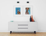 F&S Gift Store Modern oil on canvas Greyhound wall art Animal oil painting Saluki hound dog Blue animal wall art Animal baby painting Modern portrait art