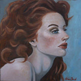 F&S Gift Store Portrait painting // red head portrait // custom oil portrait // pretty girl portrait // portrait of a girl // red head girl