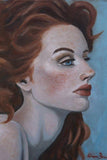 F&S Gift Store Portrait painting // red head portrait // custom oil portrait // pretty girl portrait // portrait of a girl // red head girl