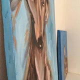F&S Gift Store Modern oil on canvas Greyhound wall art Animal oil painting Saluki hound dog Blue animal wall art Animal baby painting Modern portrait art