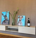 F&S Gift Store Modern oil on canvas Greyhound wall art Animal oil painting Saluki hound dog Blue animal wall art Animal baby painting Modern portrait art