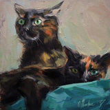 F&S Gift Store Double Portrait, Custom Cat Oil Painting, Custom Pet Portraits, Animal Painting, Original Art
