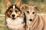 F&S Gift Store 18x24 Hand Painted Custom Pet Portrait, Pet Loss, Fine Art Painting, Photorealistic, Classic Oil Portrait of multiple dogs, dog lover, gift