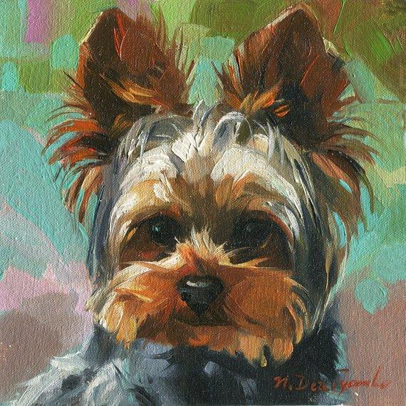 F&S Gift Store Yorkshire terrier art portrait from photo Yorkie art gifts portrait oil painting Custom pet portrait Collectible memorial animal dog artwork