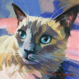 F&S Gift Store Cat siamese portrait oil painting canvas art original Custom pet cat portrait illustration to order Birthday lover gift lady Nursery art