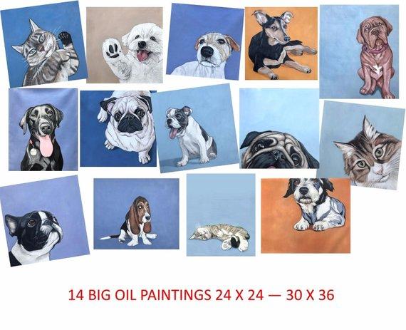 F&S Gift Store BIG Sale Lot of 14 Paintings at 90-off / Art for Veterinarians. Art Veterinary Hospitals. Veterinary Decor. Custom Pet Portraits. / 90% off